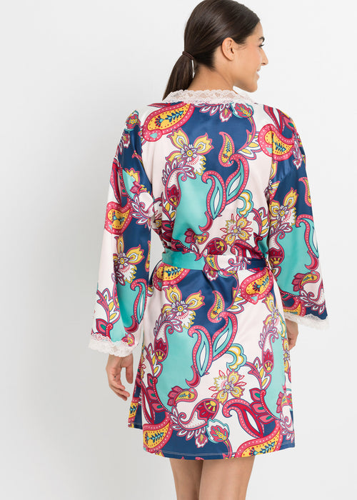 Kimono z modernim paisley potiskom iz satena