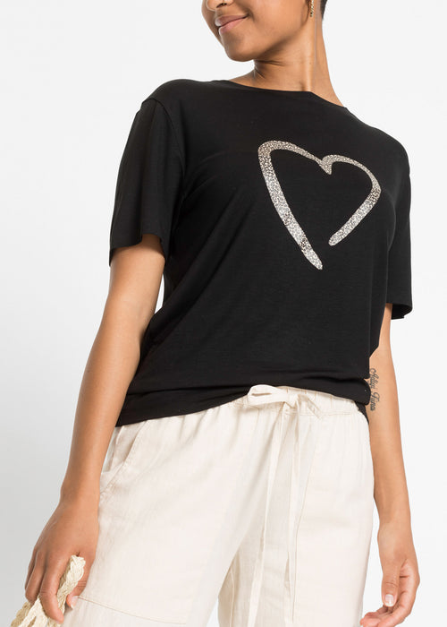 T-Shirt majica s srcem z leopardjim vzorcem
