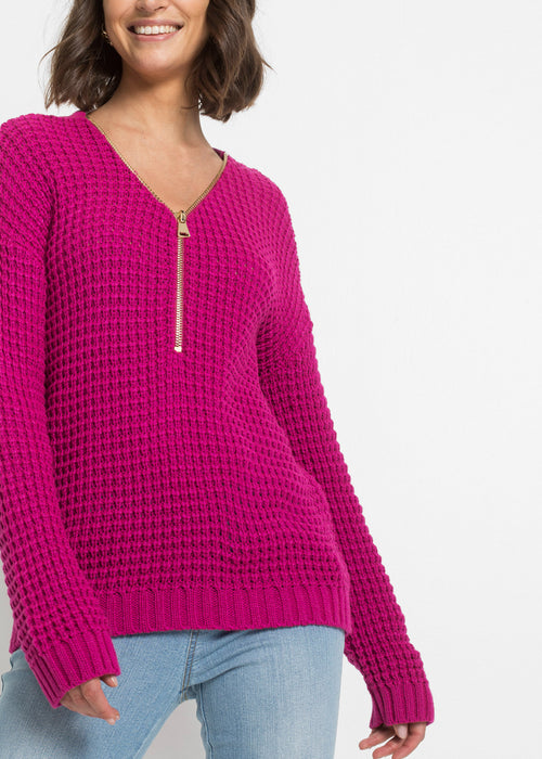 Pleten pulover z zadrgo