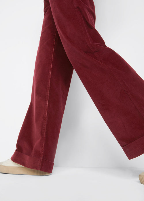 Široke stretch marlene hlače z brez zapenjanja iz žameta