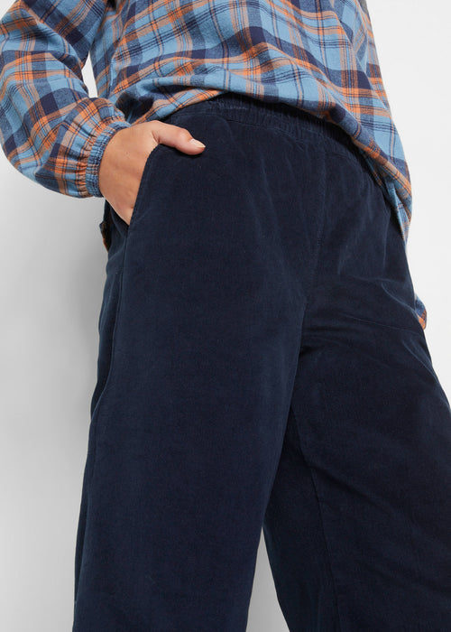 Široke hlače brez zapenjanja z udobnim pasom iz žameta