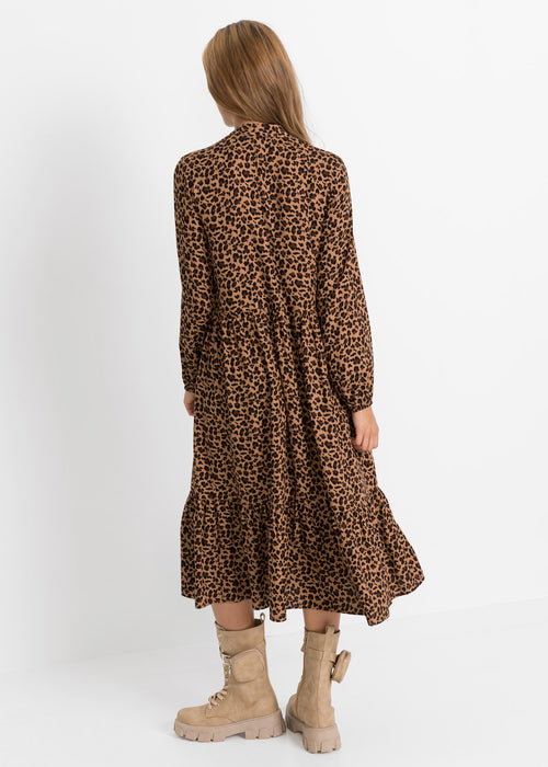 Srajčna obleka iz trajnostne viskoze z leopardjim vzorcem