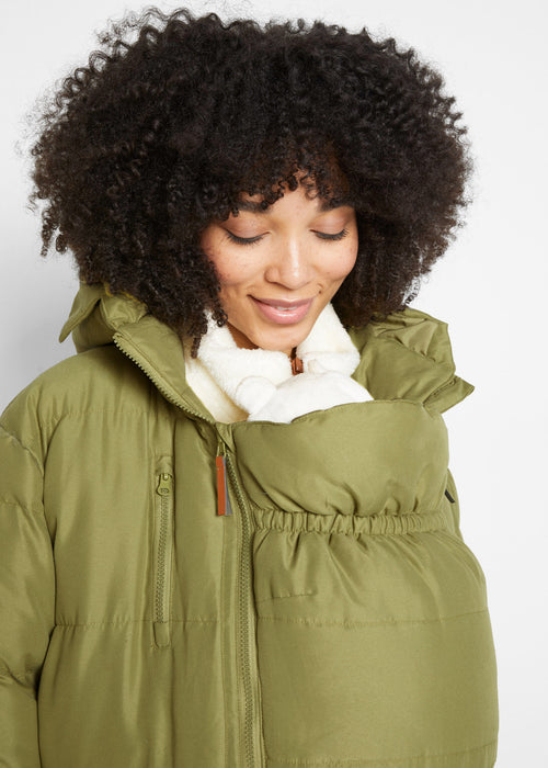 Zimska jakna s kapuco iz recikliranega poliestra za nosečnost in za nošenje dojenčka