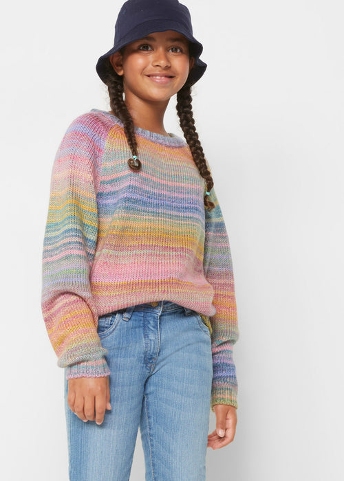 Dekliški pleten pulover s prelivajočim efektom