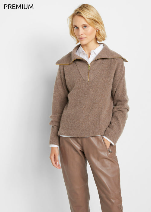 Volnen pulover s trojanskim ovratnikom z deležem kašmira po Good Cashmere Standard®-u
