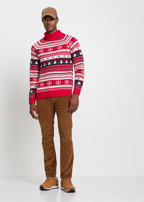 Moški pulover s puli ovratnikom z norveškim vzorcem