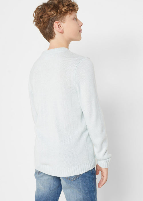 Pleten pulover z zimskim motivom za malčke