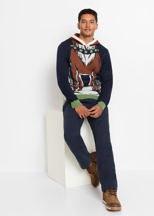 Moški pulover s kapuco in božičnim motivom iz recikliranega poliestra