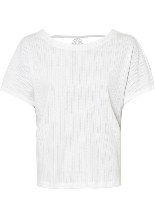 T-Shirt majica z luknjičastim vzorcem in čipko