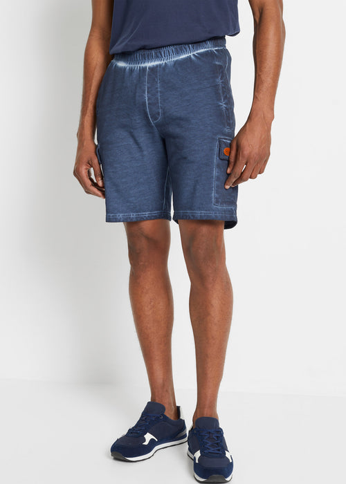 Bermuda hlače iz trikoja v spranem videzu s cargo žepi