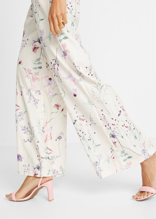 Plisirane hlače s cvetličnim potiskom