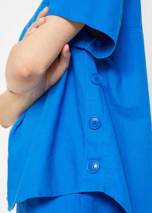 Bluzna tunika iz platna s kratkimi rokavi
