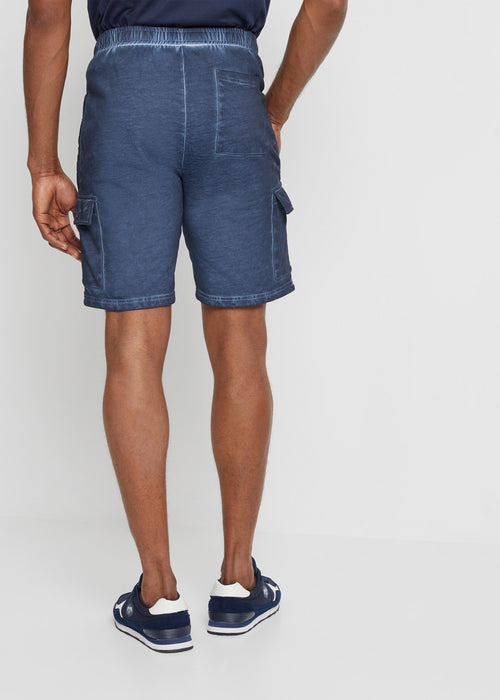 Bermuda hlače iz trikoja v spranem videzu s cargo žepi