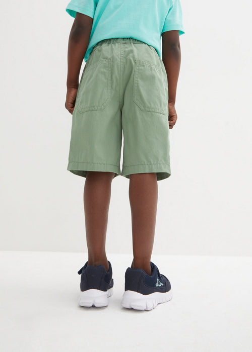 Fantovske kanvas bermuda hlače s stretch pasom v klasičnem kroju