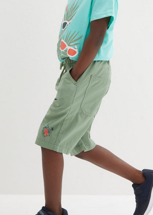 Fantovske kanvas bermuda hlače s stretch pasom v klasičnem kroju