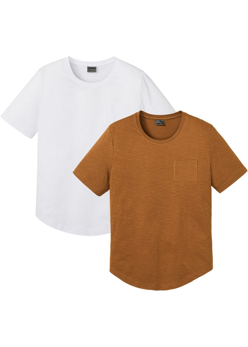 T-Shirt majica iz ekološkega bombaža z naprsnim žepom (2 kosa)
