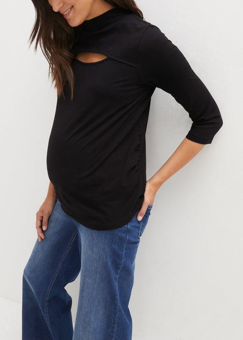 Majica za nosečnost in dojenje s 3/4-rokavi z odprtino