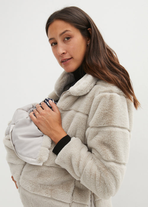 Prešita jakna iz umetnega krzna za nosečnost in za nošenje dojenčka