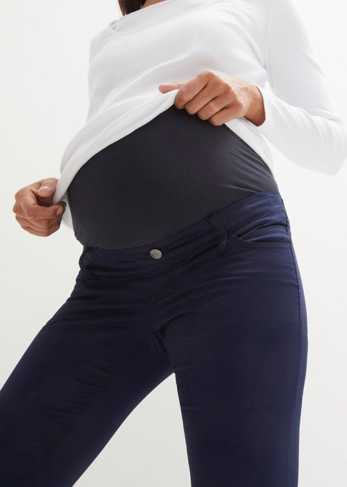 Stretch nosečniške hlače v ozkem kroju iz kepra