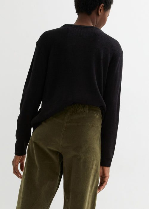 Široke stretch žametne culotte hlače z udobnim pasom v 7/8-dolžini