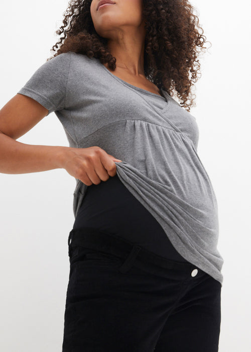 Stretch žametne nosečniške hlače z ekološkim bombažem