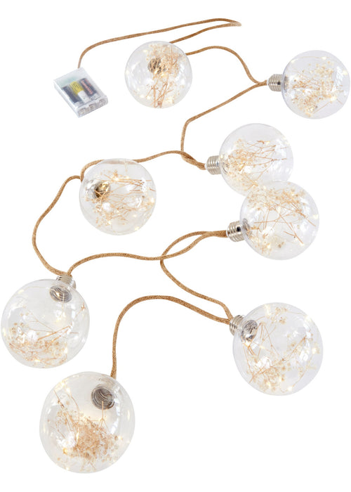 LED svetlobna veriga z 8 kroglami s suhimi rastlinami