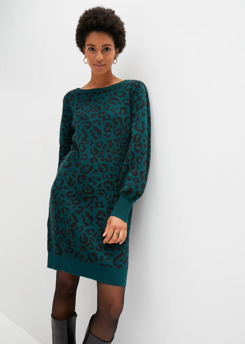 Pletena obleka z leopardjim vzorcem