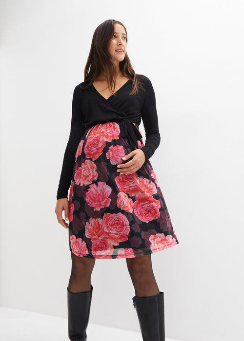 Obleka za nosečnost in dojenje s cvetličnim potiskom