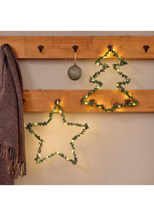 LED okrasni obesek obliki božičnega drevesca in zvezde