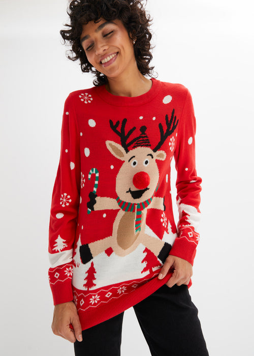 Božični pulover z okroglim izrezom