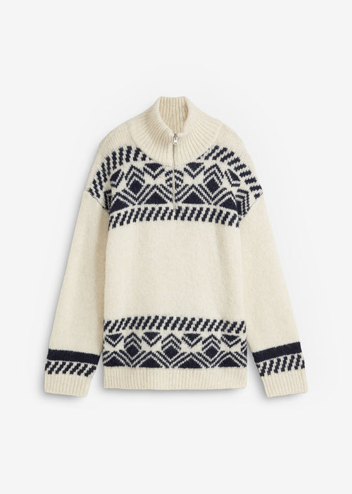 Norveški pulover s trojanskim ovratnikom iz volnene mešanice