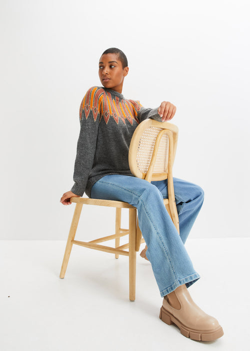 Pleten pulover z bleščečimi vlakni