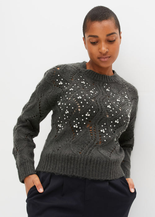 Kratek pulover z bleščečimi kamenčki