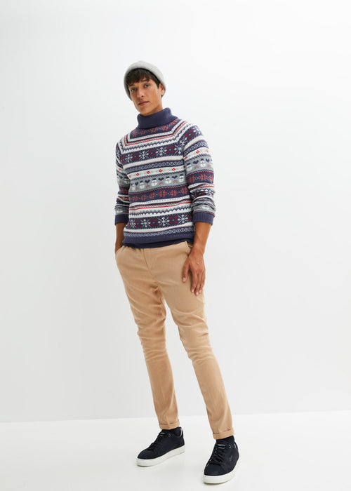 Moški pulover s puli ovratnikom z norveškim vzorcem