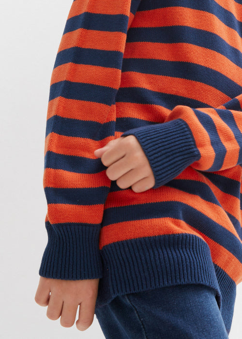 Fantovski pleten pulover iz bombaža s črtami