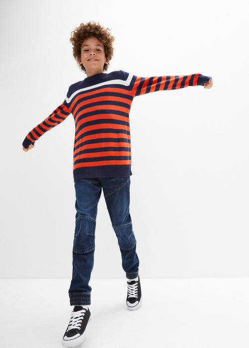 Fantovski pleten pulover iz bombaža s črtami