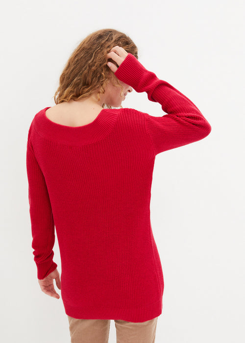 Rebrast pleten pulover z ladijskim izrezom