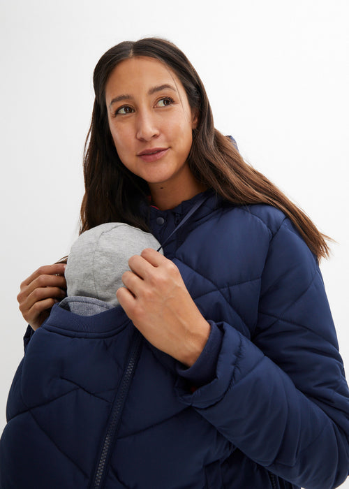 Prešita jakna za nosečnost in za nošenje dojenčka iz umetnega ovčjega krzna