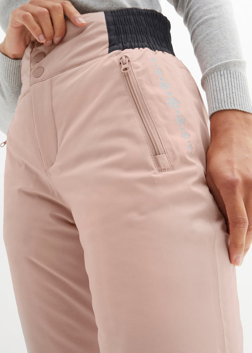 Smučarske zimske funkcijske hlače z visokim udobnim pasom v ravnem kroju iz vodoodbojnega materiala