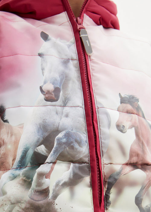Dekliška zimska jakna z motivom konj