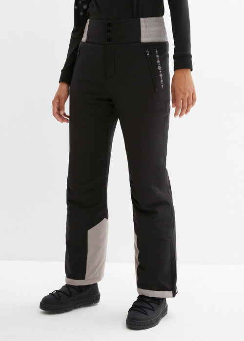 Smučarske zimske funkcijske hlače z visokim udobnim pasom v ravnem kroju iz vodoodbojnega materiala