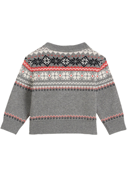 Bombažni pleten pulover z norveškim vzorcem za malčke
