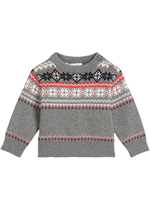 Bombažni pleten pulover z norveškim vzorcem za malčke