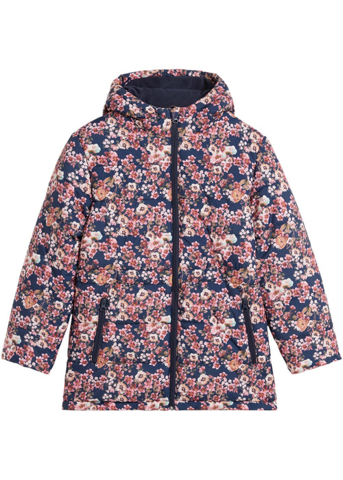 Dekliška zimska jakna s cvetličnim potiskom