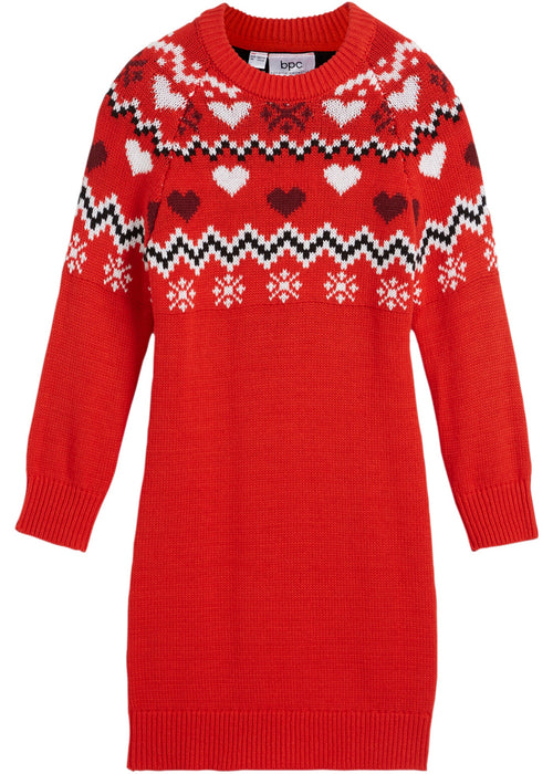 Dekliška pletena obleka z norveškim vzorcem