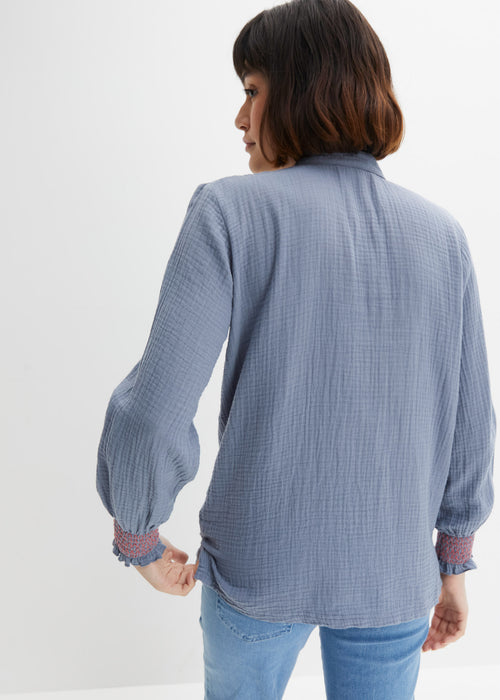 Ohlapna bluza iz muslina s kontrastnimi šivi
