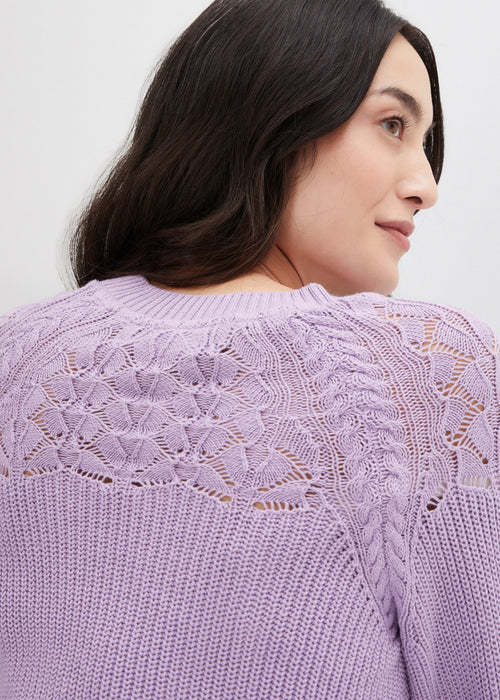 Bombažni pulover z ažurnim vzorcem