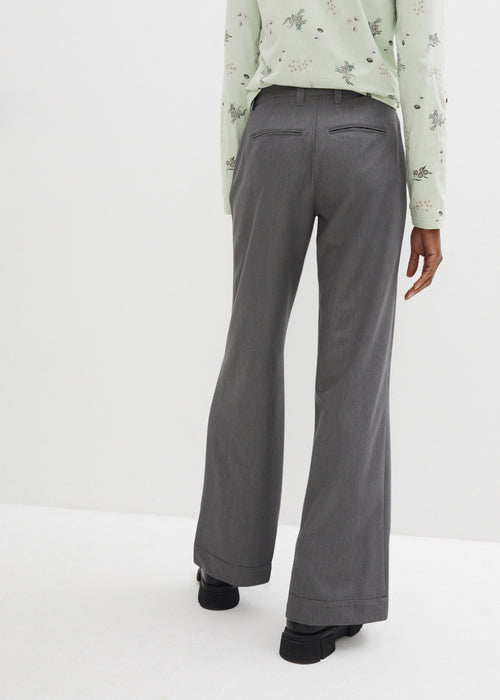 Široke hlače z všitki v pasu z nastavljivim visoko krojenim udobnim pasom v dolgem kroju