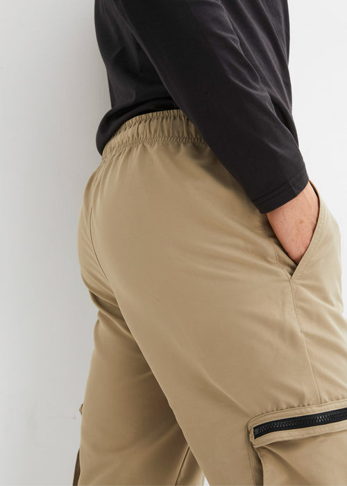 Klasične hlače s cargo žepi brez zapenjanja iz recikliranega poliestra v ravnem kroju