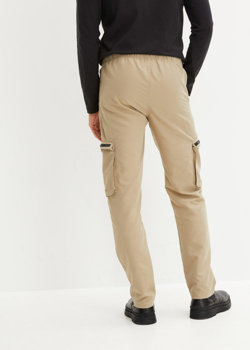 Klasične hlače s cargo žepi brez zapenjanja iz recikliranega poliestra v ravnem kroju